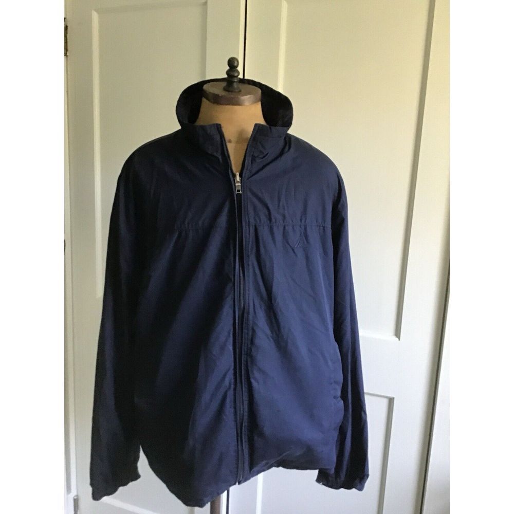 Nautica Jacket Mens Size XLarge Blue/Red Reversible Fleece Full Zip Up Coat